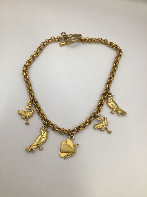Ferragamo Birds of Paradise Charm Vintage Necklace
